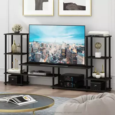 78 In. Entertainment Center Fits TVs Up To 50 In. W/ Open Storage Grey Oak Wood • $84.82