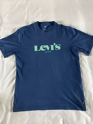 Levis T-Shirt Blue (navy & Teal) Short Sleeve Mens Size Small • £2.99