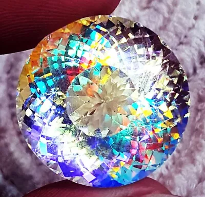 Round Shape Loose Gemstone Rainbow Mystic Quartz Certified 50 To 55 Ct L273 • $24.64