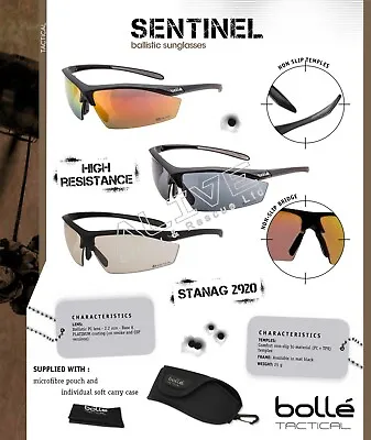 Bolle Tactical Men Sunglasses SENTINEL Ballistic Safety Military Army Shooting  • £53.69
