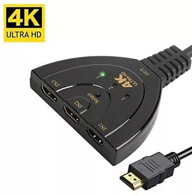 TechFlo 3in1 Out 4K Ultra HD HDMI Switch Splitter W High Speed Cable 1080P  • $19.99