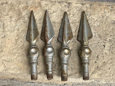 $99.99 • Buy 4 Antique Vintage 9 3/4” Cast Iron Threaded Spear Topper Fence Post/Flag Pole