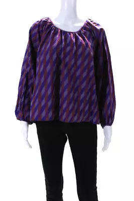 Matta Womens Striped Long Sleeved Round Neck Blouse Purple Orange Pink Size M/L • $52.45