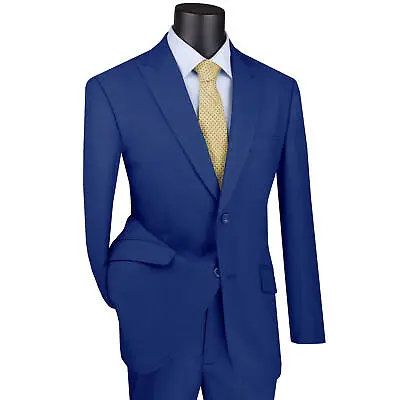 VINCI Men's Blue 2-Button Peak Lapel Modern-Fit Suit - NEW • $115