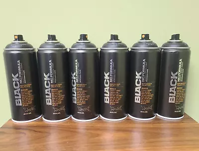 Montana BLACK Black Spray Paint Set Of 6 • $52