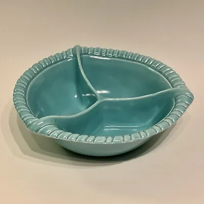 Miramar Pottery California Turquoise Blue Divided Nut Dish Mid Century #900 • $25