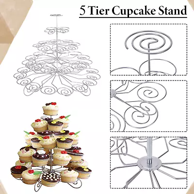 5 Tier Metal Cupcake Stand DIY For Wedding Birthday Display Muffin Holder Decor • £15.05