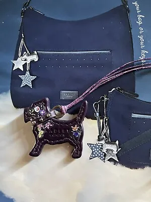 £9 • Buy Radley Purple Leather Floral Dog Tag / Key Ring / Bag Charm  - Fab Little Dog 😀
