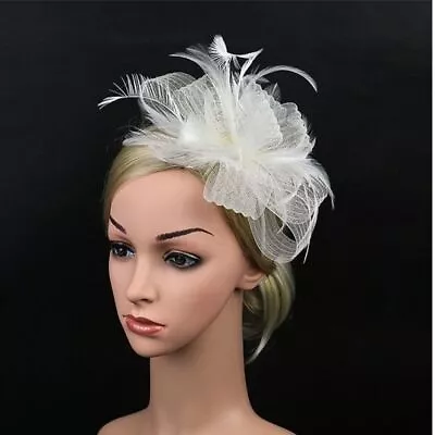 £5.77 • Buy Headwear Hat Decor Fascinator Headband Women Feather Large Floral Hair Clip