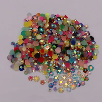 Resin Non Hot Fix Rhinestones Flat Back Gem Plastic Crystals Trimming For Crafts • £2.76