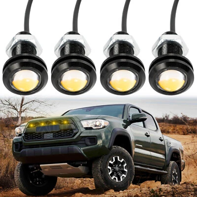 $11.59 • Buy 4Pcs 12V Grille Amber Mark LED Pickups Grill Driving Eagle Eye Hawkeye Light Kit