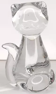 Balos Art Glass Paperweight Clear Cat Vintage Home Office Decor • $13.99