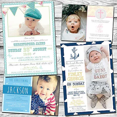 10 Personalised Christening Naming Day Baptism Invitations Photo Cards Thank You • £6.86
