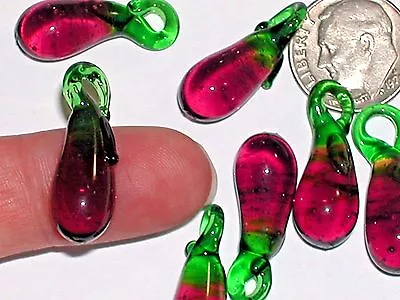 1 Tiny Miniature Glass Eggplant Vegetable Fruit Lampwork Pendant Charm Bead • $3.95