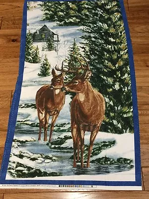 Winter Stillness Northwoods Deer & Cabin Quilters Cotton FLANNEL Fabric Panel  • $7.99