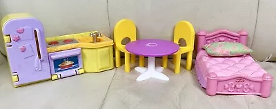 Fisher Price My First Dollhouse Fridge Stove Sink Kitchen Bec & Table W/Chairs • $11.99