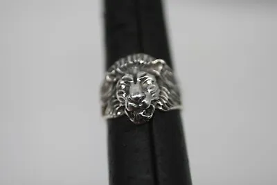 Vintage Solid 925 Sterling Silver Detailed Lion Head Band Ring Size 7.75 • $29.99
