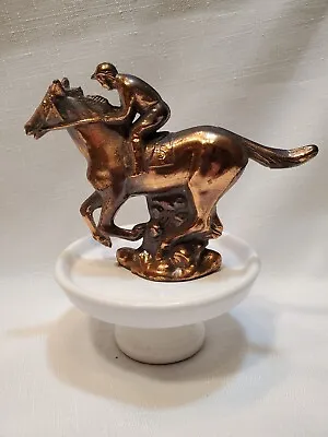 Vintage Bronze Metal Race Horse Jockey Figurine No. 5 • $16