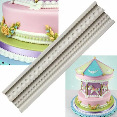 £3.25 • Buy Pearl Bead Silicone Fondant Mould Cake Chains Relief Chocolate Baking Mold Decor