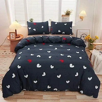 $47.71 • Buy Lightweight Hotel Luxury Duvet Cover 3 Piece Set -Love Heart Ultra Soft Premium 