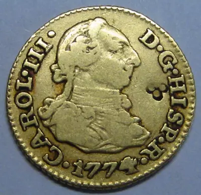 1774 Madrid 1/2 Escudo Charles Iii Gold Doubloon Caribbean Chop Mark Colonial • $339