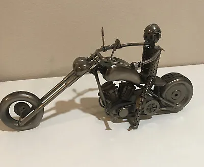 Harley Davidson Chopper Motorcycle Scrap Steel Metal Art Sculpture Bike Rider • $41.95