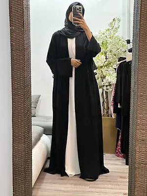 Open Crepe Abaya With Belt In 4 Colors • £19.99