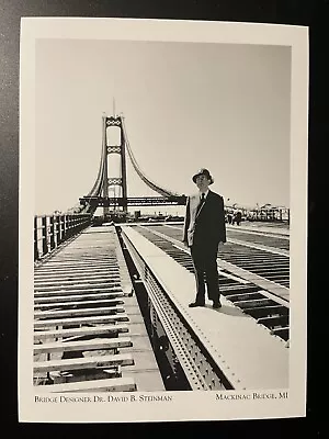 Postcard Michigan Mackinac Bridge- Bridge Designer Dr. David B. Steinmann-repro • $5