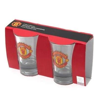 Manchester United FC 2pk Shot Glass Set Birthday Christmas Gift Official Product • £12.50