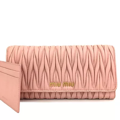 MIU MIU Logo Gather Leather Long Bifold Wallet/9Y0689 • $61