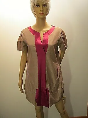 $69.95 • Buy ROSA CHA Unique Dress Gathered Short Sleeves Slash Pockets P/S/CH Dusty Rose EUC