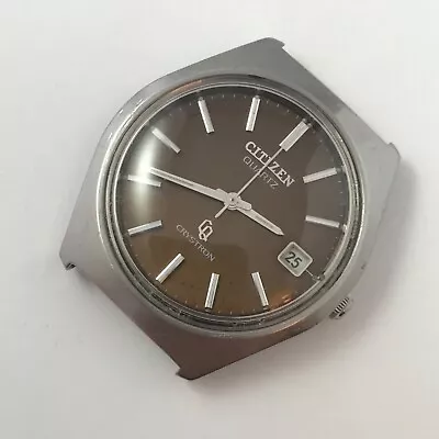 $25 • Buy Vintage Citizen Quartz CQ Crystron Brown Tropical Dial Mens Wristwatch 43-1133