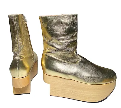 Vivienne Westwood ROCKING HORSE Gold Leather Boots UK 4 / US 6.5 / EU 37 NEW • $425