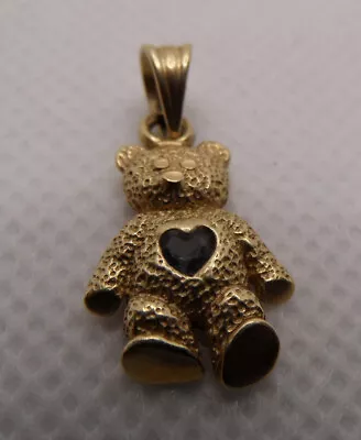 Vintage Signed 14K Yellow Gold 3D TEDDY BEAR PENDANT Birthstone December 1.4g • $79.95