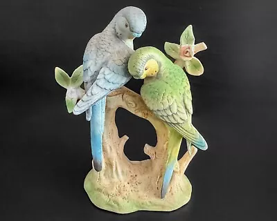 Andrea ? Blue Green Parakeet 6.5  Vtg Group Bird On A Branch Figurine - Damaged • $10