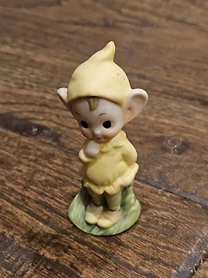 VTG Ceramic Garden Pixie Figurine Elf Gnome Yellow Cute 80s Figure • $11.95