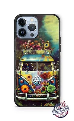 1968 Volkswagen Bus Hippie Flowers Personalized Phone Case For IPhone Samsung • $18.98