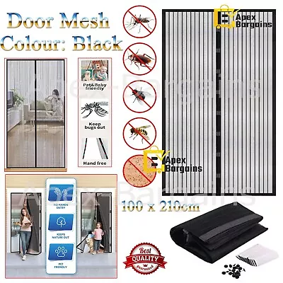 Magic Curtain Door Mesh Magnetic Fastening Fly Bug Insect Net Screen Guard Black • £6.45