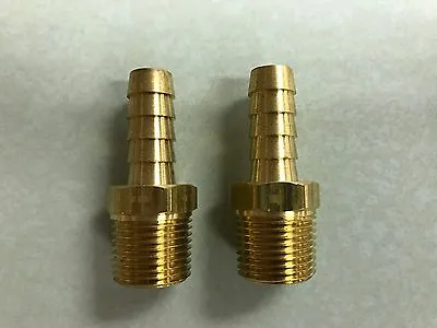 Fuel Line Tank Brass Hose Barb 38-32013 3/8  Hose 3/8  Pipe Pair Fittings Marine • $12.95