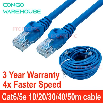 Cat6 Cat 5e Ethernet Network Patch Cable Lead 10m 15m 20m 30m 40m 50m 1000mbps  • $8.50