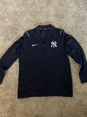 Men’s  NY New York Yankees Nike Dri-Fit Full Zip Jacket L MLB Navy Blue • $49.99