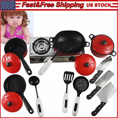$11.58 • Buy 13PCS/Set Kids Play Toy Kitchen Cooking Food Utensils Pans Pots Dishes Cookware 
