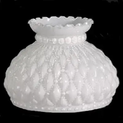 Student Lamp Shade 7  Diamond Quilted White Glass Chandelier Desk Table Wall • $47.95