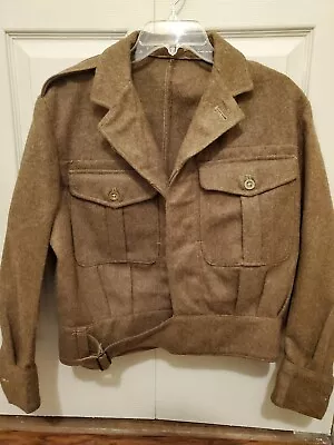 Vintage Army Brown Wool Jacket  Military Blazer 1950s • $42
