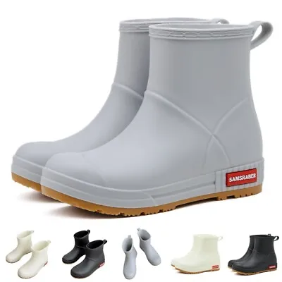 Wellington Rain Boots Waterproof Ankle Wellies Men Women Outdoor Slip On Shoes • $36.89