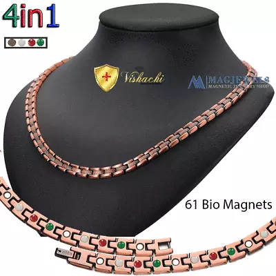 4in1 61 Bio 19.5  MAGNETIC NECKLACE PURE SOLID COPPER  MEN WOMEN ARTHRITIS PC38B • $52.95