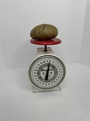 Vintage Way Rite 25lb Farmhouse Rustic Kitchen Decor Metal Antique Food Scale • $31.99