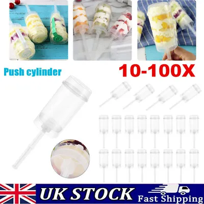 100-100x Dessert Push Up Pop Containers Clear With Lid Party Cake Pop Shooter • £5.99