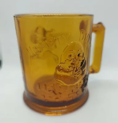 Vintage Indiana Glass Tiara Humpty Dumpty Children’s Nursery Rhyme Amber Mug Cup • $8.67