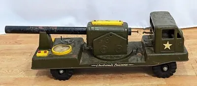 Vtg 50's NY-LINT TOYS VINT LG US ARMY N-24OO TOY MILITARY TRUCK With CANNON • $79.99